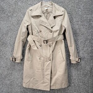 HM MAMA Womens Maternity Trench Coat Khaki Tan Belted Double Breasted Small